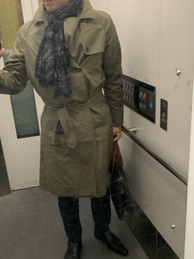 「no brand（ノーブランド）のアイテム（トレンチコート）」を使った、エースさん（メンズ・170cm）の春コーディネート