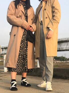 「WEGO（ウィゴー）のアイテム（トレンチコート）」を使った、綾波さん（レディース・162cm）の春コーディネート