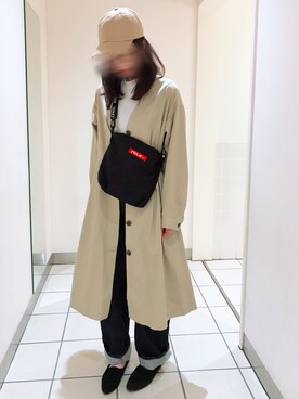 「UNIQLO（ユニクロ）のハイライズワイドストレートジーンズ（デニムパンツ）」を使った、chanmie♡さん（レディース・166cm）の春コーディネート