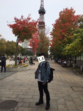 「BLACK FLAME（ブラックフレイム）のアイテム（ジャケット/アウター）」を使った、ドナルドさん（メンズ・170cm）の秋コーディネート