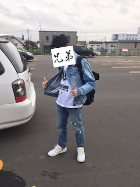 「BLACK FLAME（ブラックフレイム）のアイテム（ジャケット/アウター）」を使った、ドナルドさん（メンズ・170cm）の秋コーディネート