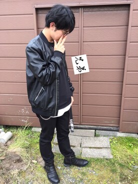 「EDWIN」｜「アイテム（ライダースジャケット）」を使った、ドナルドさん（メンズ・172cm）の夏コーディネート
