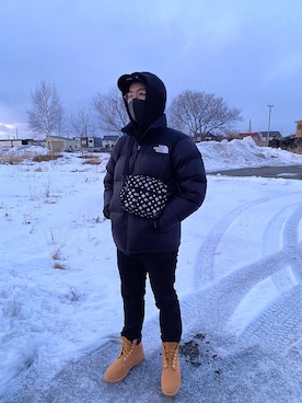 「northface」｜「アイテム（ダウンジャケット/コート）」を使った、ドナルドさん（メンズ・172cm）の冬コーディネート