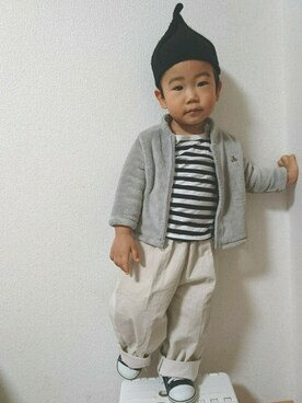 「2歳3ヶ月」｜「アイテム（ブルゾン）」を使った、ゆう×いおさん（キッズ・80cm）の冬コーディネート