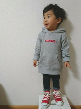 「プルオーバーパーカー」｜「アイテム（その他）」を使った、ゆう×いおさん（キッズ・80cm）の冬コーディネート