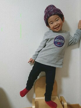 「OSHKOSH（オシュコシュ）のアイテム（トップス）」を使った、ゆう×いおさん（キッズ・90cm）の冬コーディネート