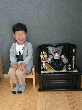 「こどもの日」｜「アイテム（Tシャツ/カットソー）」を使った、ゆう×いおさん（キッズ・100cm）の春コーディネート