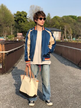 「glamb（グラム）のアイテム（ナイロンジャケット）」を使った、細海 佑成さん（メンズ・170cm）の春コーディネート