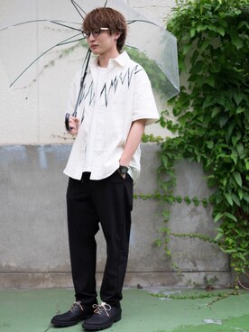 「glamb（グラム）のアイテム（その他シューズ）」を使った、細海 佑成さん（メンズ・170cm）の夏コーディネート