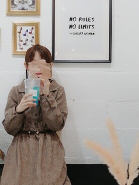 「NICE CLAUP（ナイスクラップ）のアイテム（ワンピース/ドレス、ブラウン系）」を使った、まなさん（レディース・158cm）の秋コーディネート