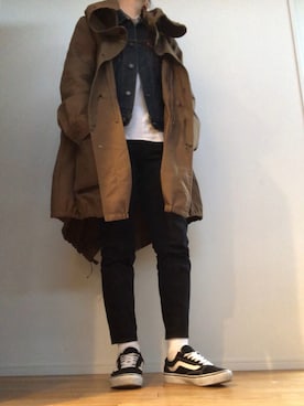 「zozoデニム」｜「アイテム（デニムジャケット）」を使った、geronさん（レディース・158cm）の冬コーディネート
