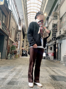 「茶色」｜「アイテム（ブルゾン）」を使った、マイタケさん（レディース・170cm）の冬コーディネート