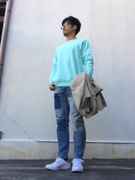 「CONVERSE（コンバース）のアイテム（ステンカラーコート）」を使った、takeさん（メンズ・170cm）の春コーディネート