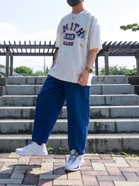 「アイテム（アナログ腕時計、ピンク系）」を使った、ヨッシーさん（メンズ・168cm）の春コーディネート