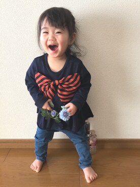 「Gemeaux（ジェモー）のアイテム」を使った、AKNさん（キッズ・70cm）の冬コーディネート