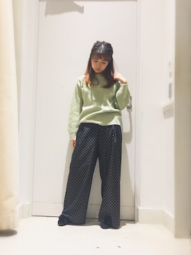 「ドットパンツ」｜こりんさん（レディース・153cm）の冬コーディネート