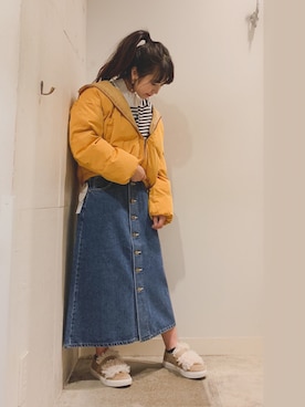 「コラボ」｜「アイテム（ブルゾン）」を使った、こりんさん（レディース・153cm）の秋コーディネート