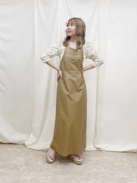 「レザーコーデ」｜「アイテム（ワンピース/ドレス）」を使った、hori kanaさん（レディース・154cm）の春コーディネート
