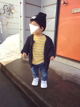 「1歳半」｜「アイテム（ニットキャップ/ビーニー）」を使った、yuki★さん（キッズ・80cm）の春コーディネート
