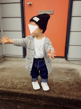 「1歳半」｜「アイテム（ニットキャップ/ビーニー）」を使った、yuki★さん（キッズ・80cm）の春コーディネート