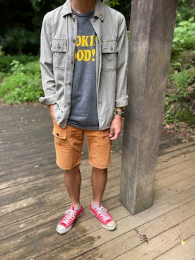 「PINECONE（パインコーン）のアイテム（パンツ）」を使った、Randyさん（メンズ・173cm）の夏コーディネート