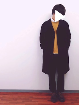 「アイテム（ステンカラーコート）」を使った、akira さん（メンズ・177cm・10代）の冬コーディネート