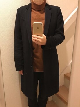 「UNIQLO（ユニクロ）のタートルネックT（長袖）（Tシャツ/カットソー）」を使った、mi_hoさん（レディース・157cm）の冬コーディネート