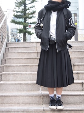 「ニコちゃん」｜「アイテム（ブルゾン）」を使った、공 ( gon ）さん（レディース・160cm）の冬コーディネート