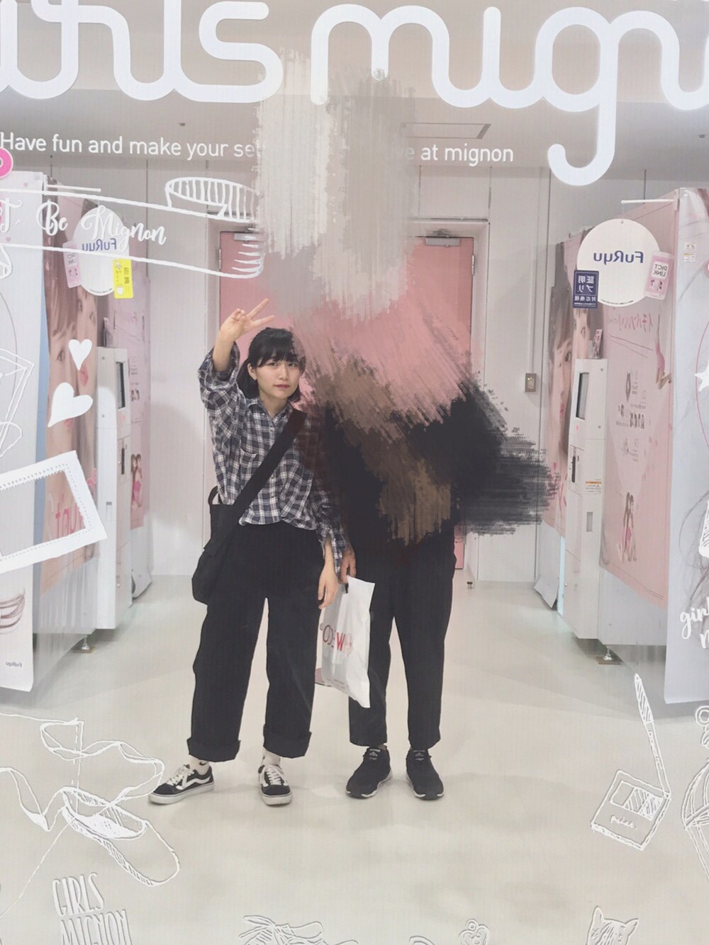 「ohotoro、ナイキ、NIKE、ヴァンズ、VANS、ネルシャツ、チェック、orchid」｜「or-chidのアイテム（スラックス、ブラック系）」を使った、공 ( gon ）さん（レディース・160cm）の秋コーディネートの1枚目の写真