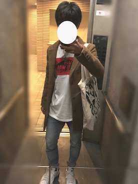 「niko and...（ニコアンド）のアイテム（チェスターコート）」を使った、ryさん（メンズ・168cm）の秋コーディネート