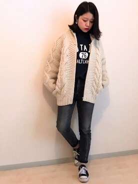 「おちびさん」｜「アイテム（スウェット）」を使った、𓇼A Y A𓇼さん（レディース・152cm）の春コーディネート