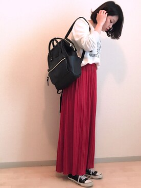 「Anello」｜「アイテム（スウェット）」を使った、𓇼A Y A𓇼さん（レディース・152cm）の春コーディネート