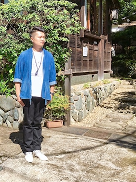 「MONKEY TIME（モンキータイム）のアイテム（デニムジャケット）」を使った、Gilbert Yamさん（メンズ・176cm）の秋コーディネート