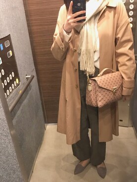 「SLOBE IENA（スローブイエナ）のアイテム（ステンカラーコート）」を使った、ricoさん（レディース・162cm）の春コーディネート