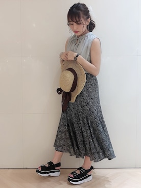 「Heather（ヘザー）のアイテム（ハット）」を使った、S A E (tanapi)さん（レディース・158cm）の夏コーディネート