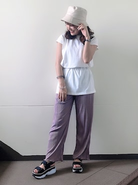 「Heather（ヘザー）のアイテム（帽子）」を使った、S A E (tanapi)さん（レディース・158cm）の夏コーディネート