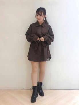 「Heather（ヘザー）のインヒールワークブーツ　894854（ブーツ）」を使った、S A E (tanapi)さん（レディース・158cm）の秋コーディネート