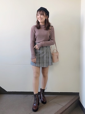 「Heather（ヘザー）のインヒールワークブーツ　894854（ブーツ）」を使った、S A E (tanapi)さん（レディース・158cm）の秋コーディネート