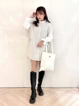 「ミニワンピ」｜S A E (tanapi)さん（レディース・158cm）の春コーディネート