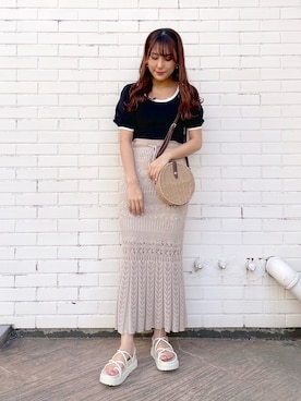 「透かし編みスカート」｜S A E (tanapi)さん（レディース・158cm）の春コーディネート