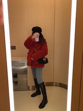 「PINKO（ピンコ）のアイテム」を使った、杨婷さん（レディース・161cm）の冬コーディネート