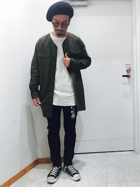 「WEGO（ウィゴー）のアイテム（ミリタリージャケット）」を使った、金城直輝さん（メンズ・170cm）の秋コーディネート