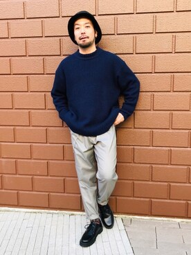 「WEGO（ウィゴー）のアイテム（レッグウェア）」を使った、金城直輝さん（メンズ・170cm）の冬コーディネート