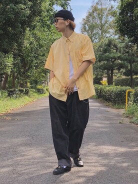 「carhartt」｜「アイテム（ローファー）」を使った、KAIさん（メンズ・174cm）の夏コーディネート