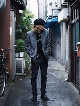 「ロック」｜「アイテム（ローファー）」を使った、KAIさん（メンズ・174cm）の春コーディネート