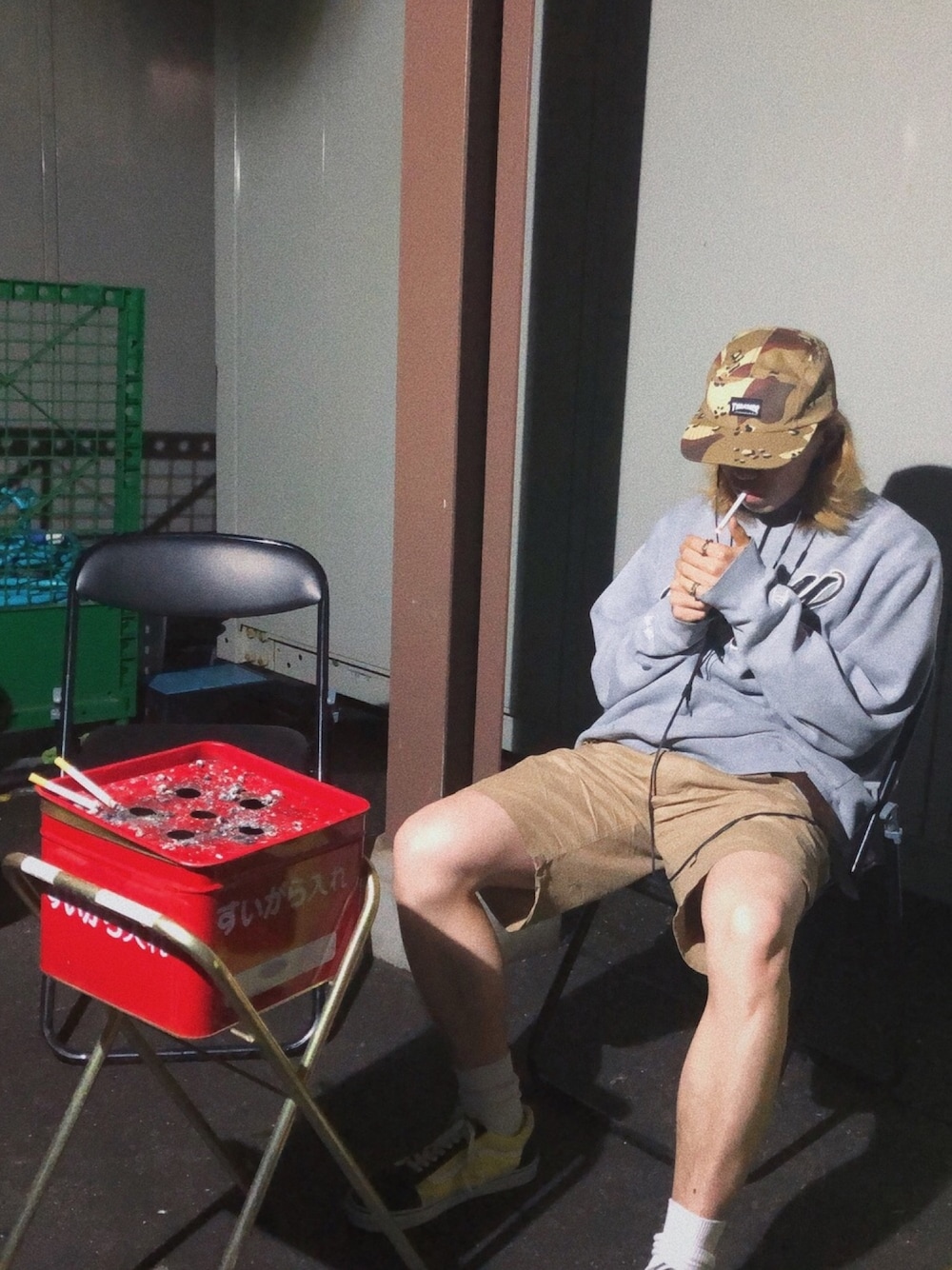 「スケータースタイル、ショーツ、シンプル、おしゃれさんと繋がりたい、ラフ、春夏コーデ、VANS、オールドスクール、ジェットキャップ、短パン」｜「VANSの＜VANS（バンズ）＞OLD SKOOL オールドスクール イエロー/ スニーカー（スニーカー、イエロー系）」を使った、KAIさん（メンズ・174cm）の春コーディネートの1枚目の写真