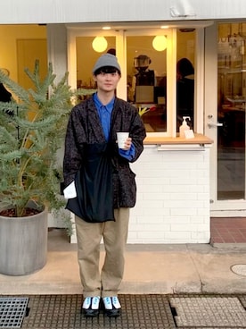 「N.HOOLYWOOD（N.ハリウッド）のアイテム（ニットキャップ/ビーニー）」を使った、4416さん（メンズ・171cm）の冬コーディネート