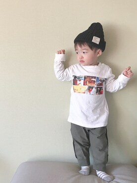 「2歳3ヶ月」｜「アイテム（その他）」を使った、モリコさん（キッズ・80cm）の冬コーディネート