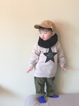 「2歳3ヶ月」｜「アイテム（パーカー）」を使った、モリコさん（キッズ・80cm）の冬コーディネート