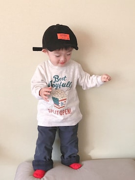 「ザノースフェイス」｜「アイテム（スウェット）」を使った、モリコさん（キッズ・80cm）の冬コーディネート